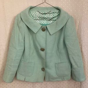 Elie Tahari retro pastel green tweed blazer